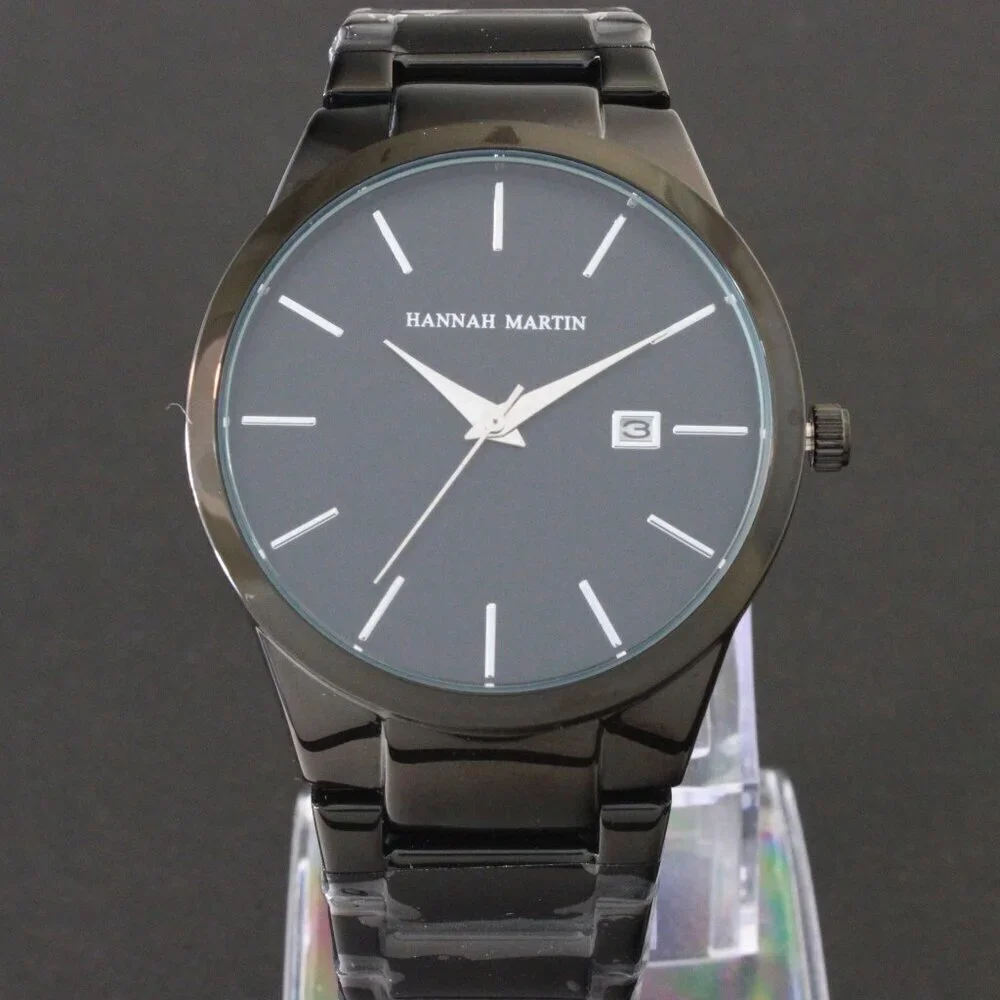 Men's Sports Watch Raised Indices Integrated Bracelet Black Quartz 40mm